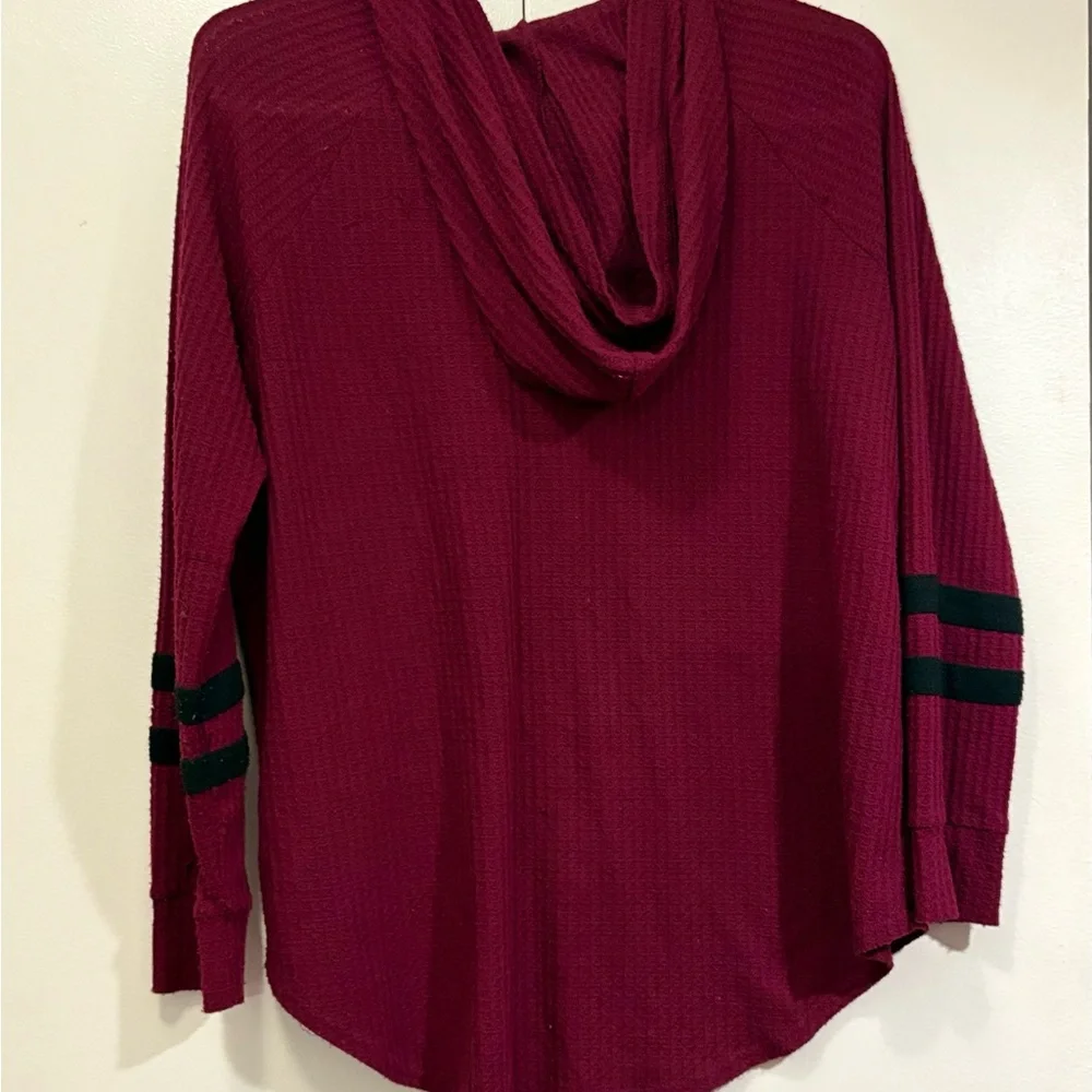 Flirtitude Maroon Tie Front Tunic Sweatshirt with hood